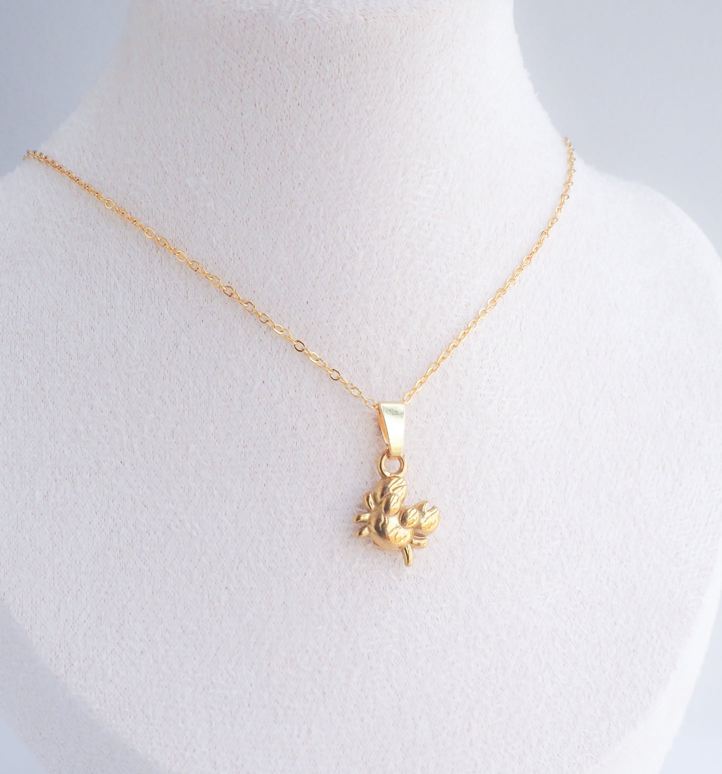 Gold Crab Necklace, Cancer Zodiac Sign Jewelry