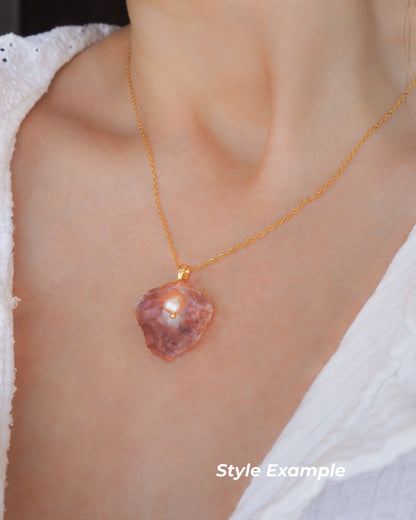 SEASHELL NECKLACE ~ Gold Pearl Fuchsia Pink Jingle Shell