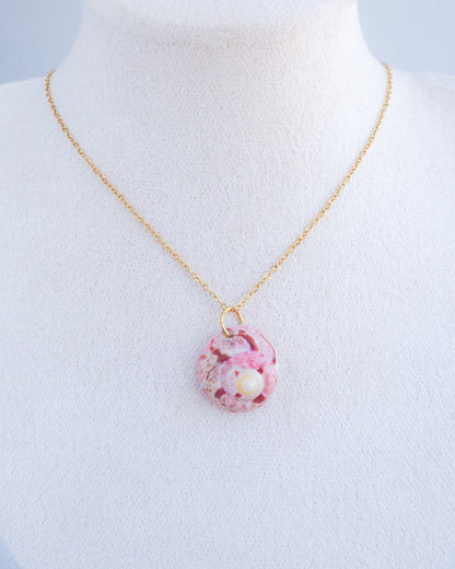 Pink Magus Topshell Necklace on neck