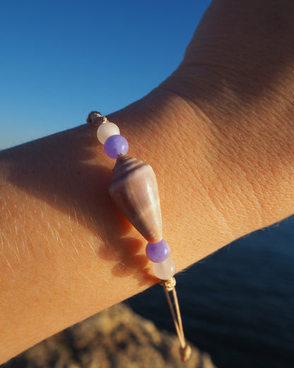 Real Cone Shell Bracelet with Gemstones, Beach Girl Jewelry from Portugal, seabylou