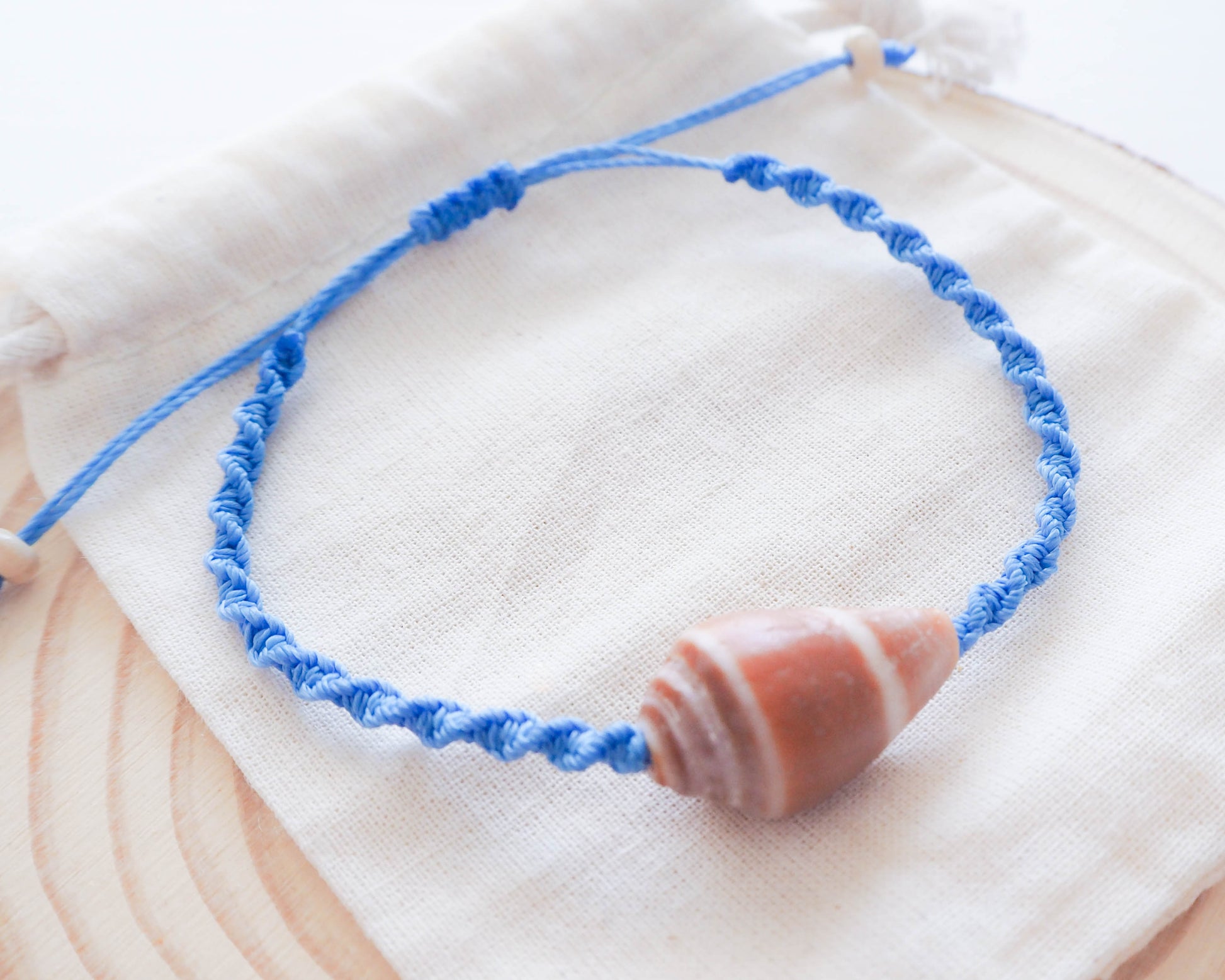 Handcrafted Jewelry, Portuguese Coastal Charm, Beachcomber's Adornment, Coastal Beauty: Cone Shell on Braided Cord