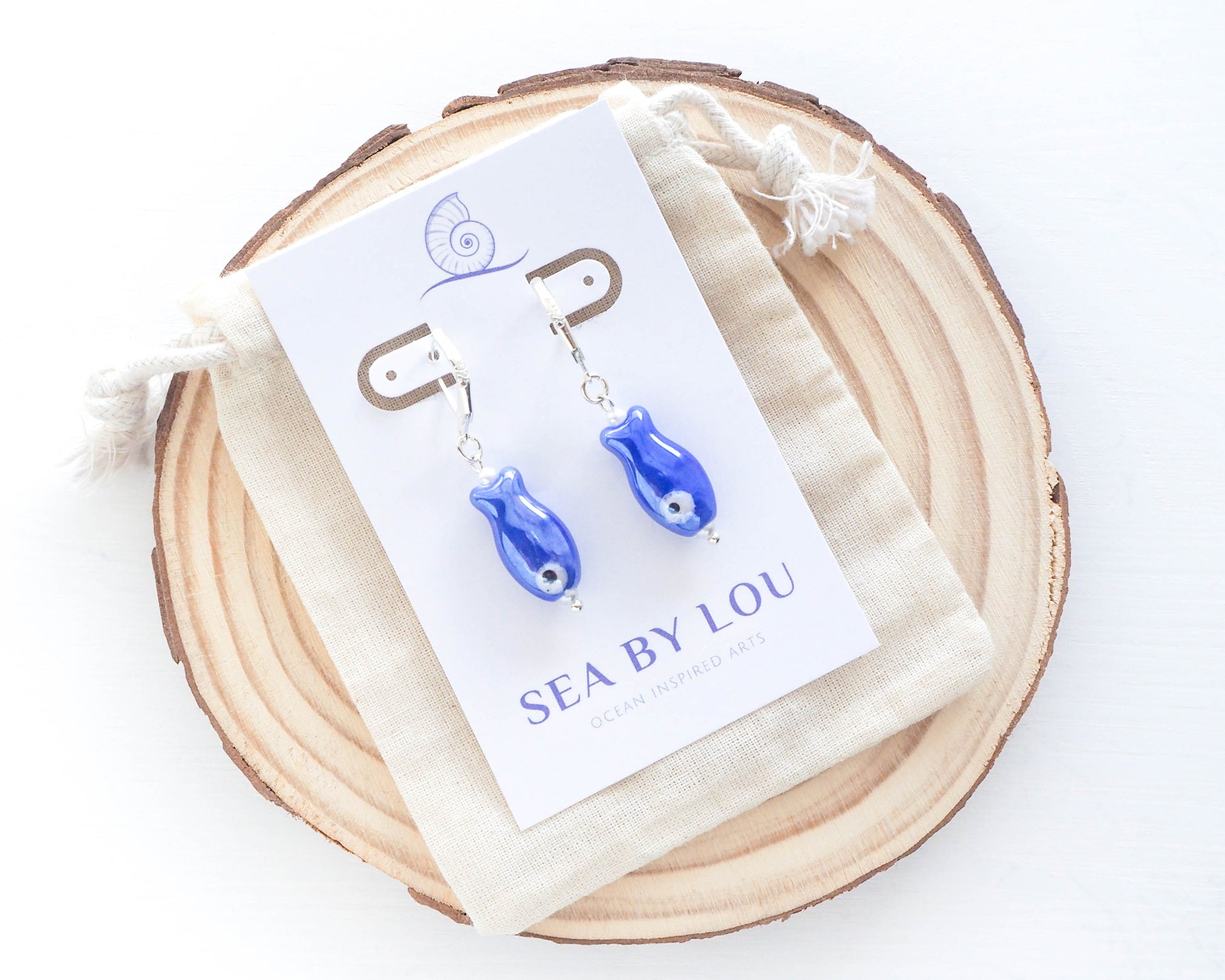 Portuguese Sardine Ceramic Earrings, Blue Ceramic Sardine Earrings, Elegant Sardine-shaped Earrings, Portugal-inspired Ceramic Sardine Jewelry