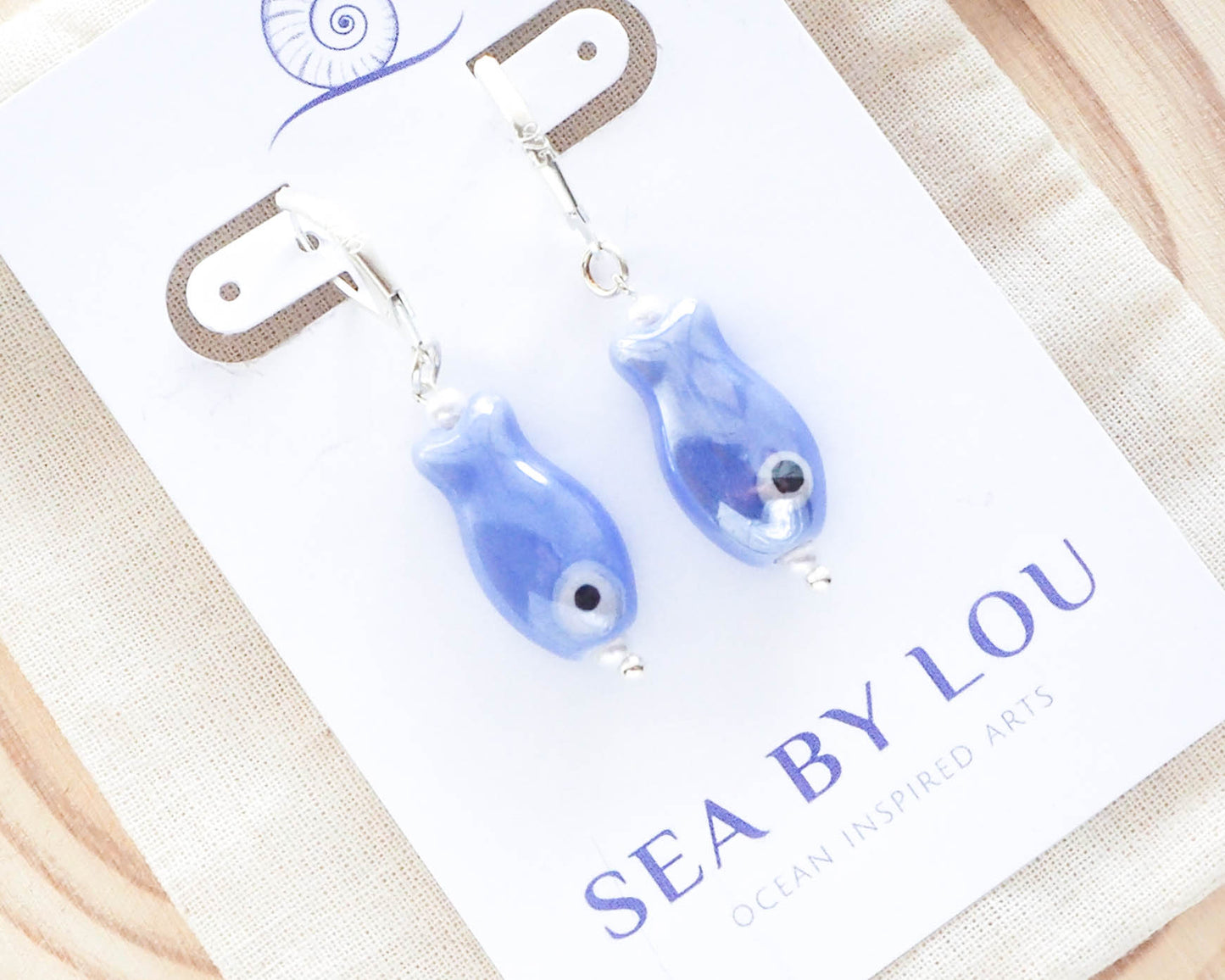 Portuguese Sardine Ceramic Earrings, Blue Ceramic Sardine Earrings, Elegant Sardine-shaped Earrings, Portugal-inspired Ceramic Sardine Jewelry