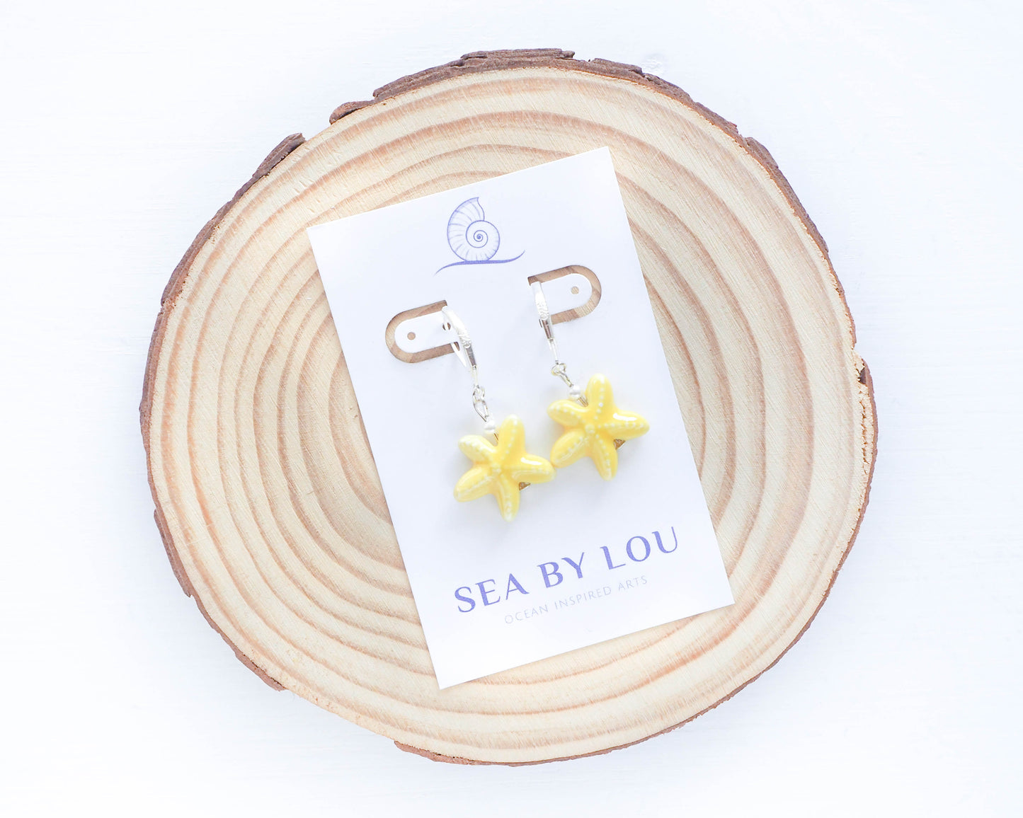 SEA STAR CERAMIC EARRINGS ~ Sunshine Yellow