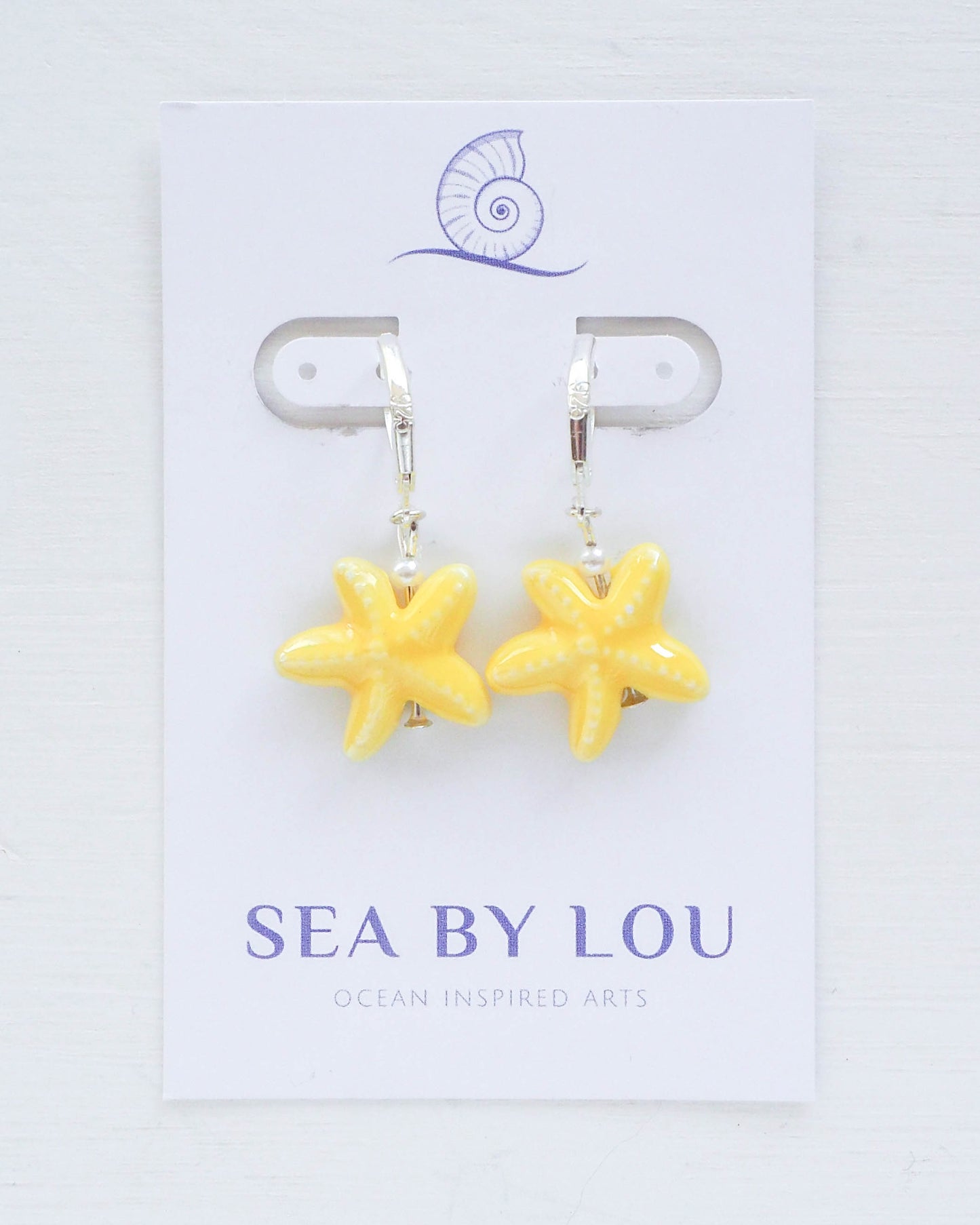 SEA STAR CERAMIC EARRINGS ~ Sunshine Yellow