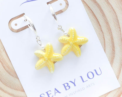 SEA STAR CERAMIC EARRINGS ~ Sunshine Yellow