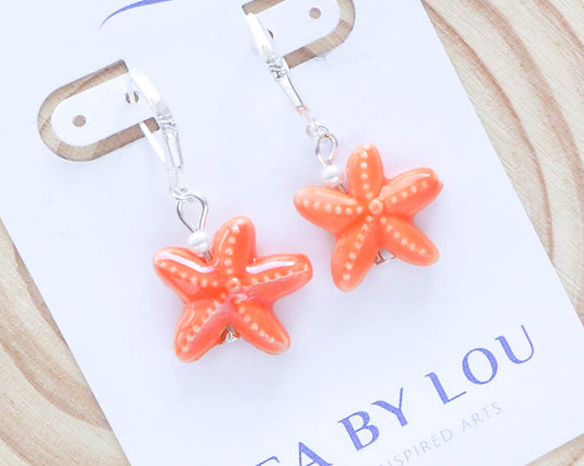 SEA STAR CERAMIC EARRINGS ~ Laranja