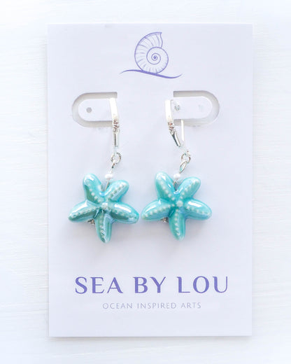 SEA STAR CERAMIC EARRINGS ~ Turquoise