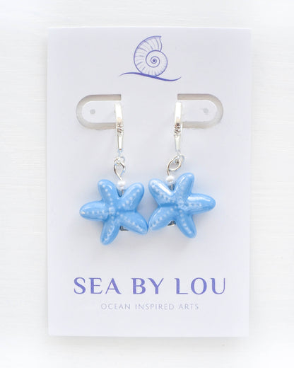 SEA STAR CERAMIC EARRINGS ~ Blue