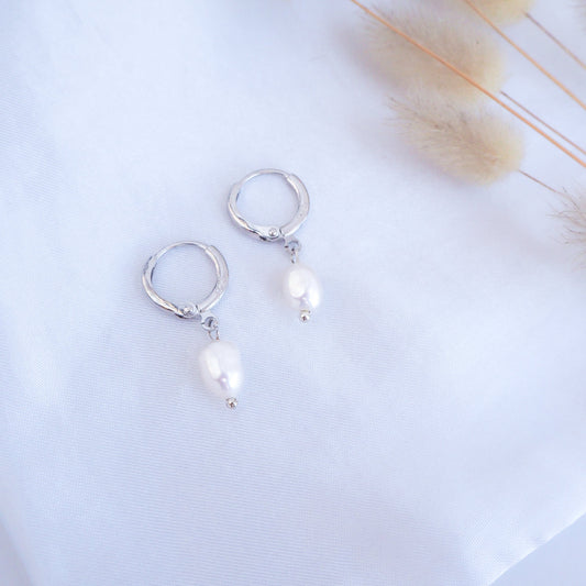 White Pearl 925 Silver Wedding Earrings