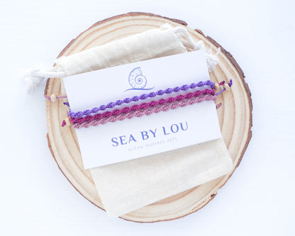 PURPLE BEACH SUNSET BRACELETS ~ Trio