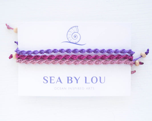 PURPLE BEACH SUNSET BRACELETS ~ Trio