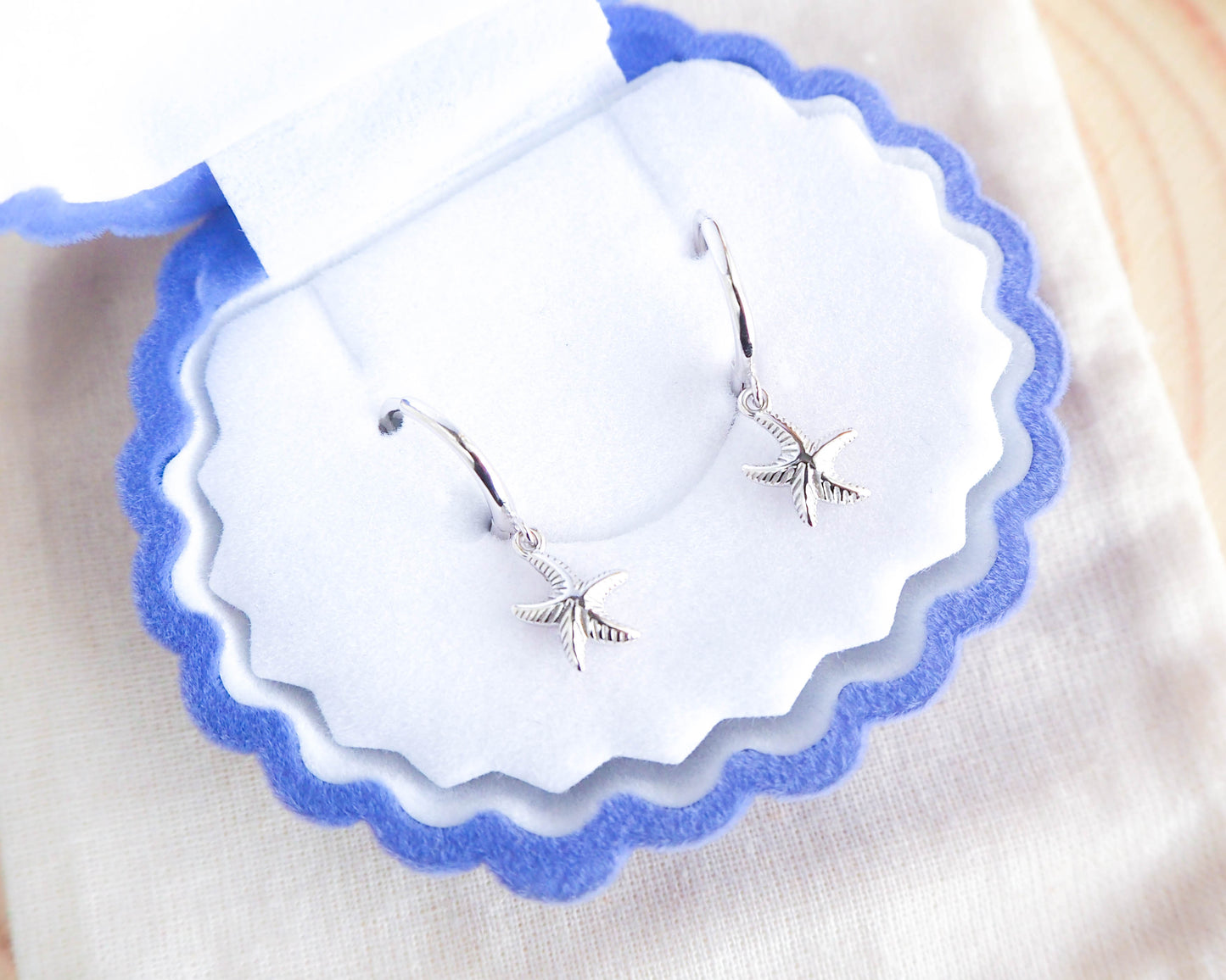 Silver Sea Star Hoop Earrings - sea by lou 