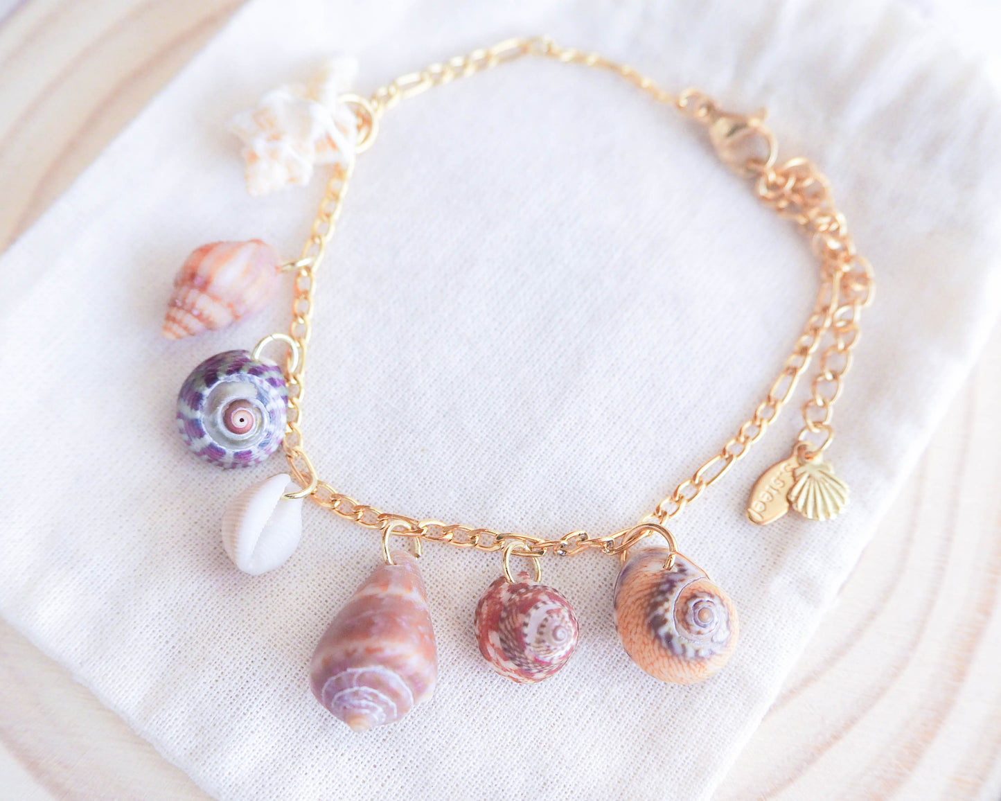 Seashell charm bracelet from Portugal 