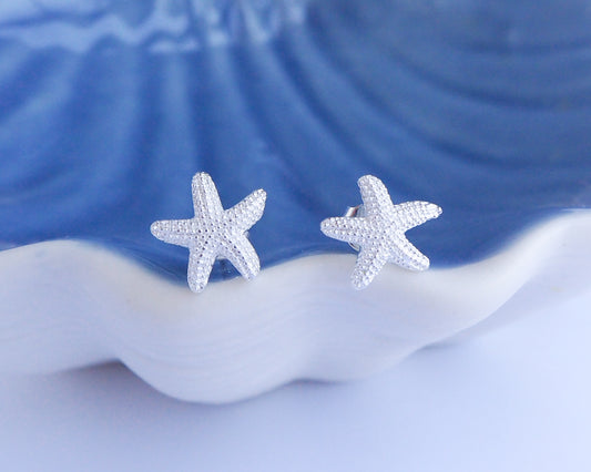 SEA STAR STARFISH STUD EARRINGS - 925 Sterling Silver