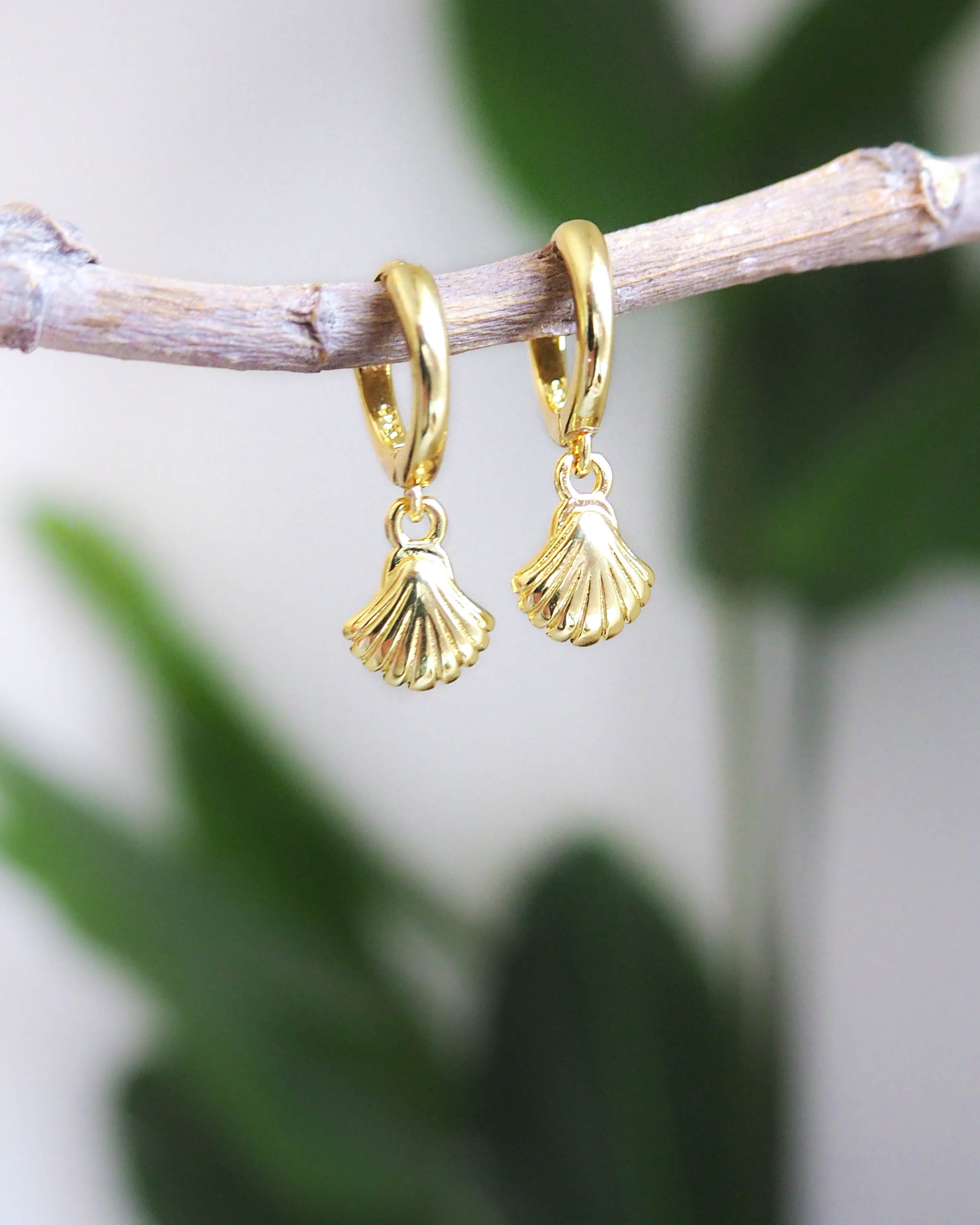 Gold Plated Shell Earrings - 925 Sterling Silver - Sea by Lou jewelry - Coastal Style