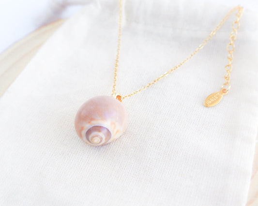 Moon Shell Necklace with a real shell from Portugal, Gold stainless steel chain, ocean inspired seabylou jewelry