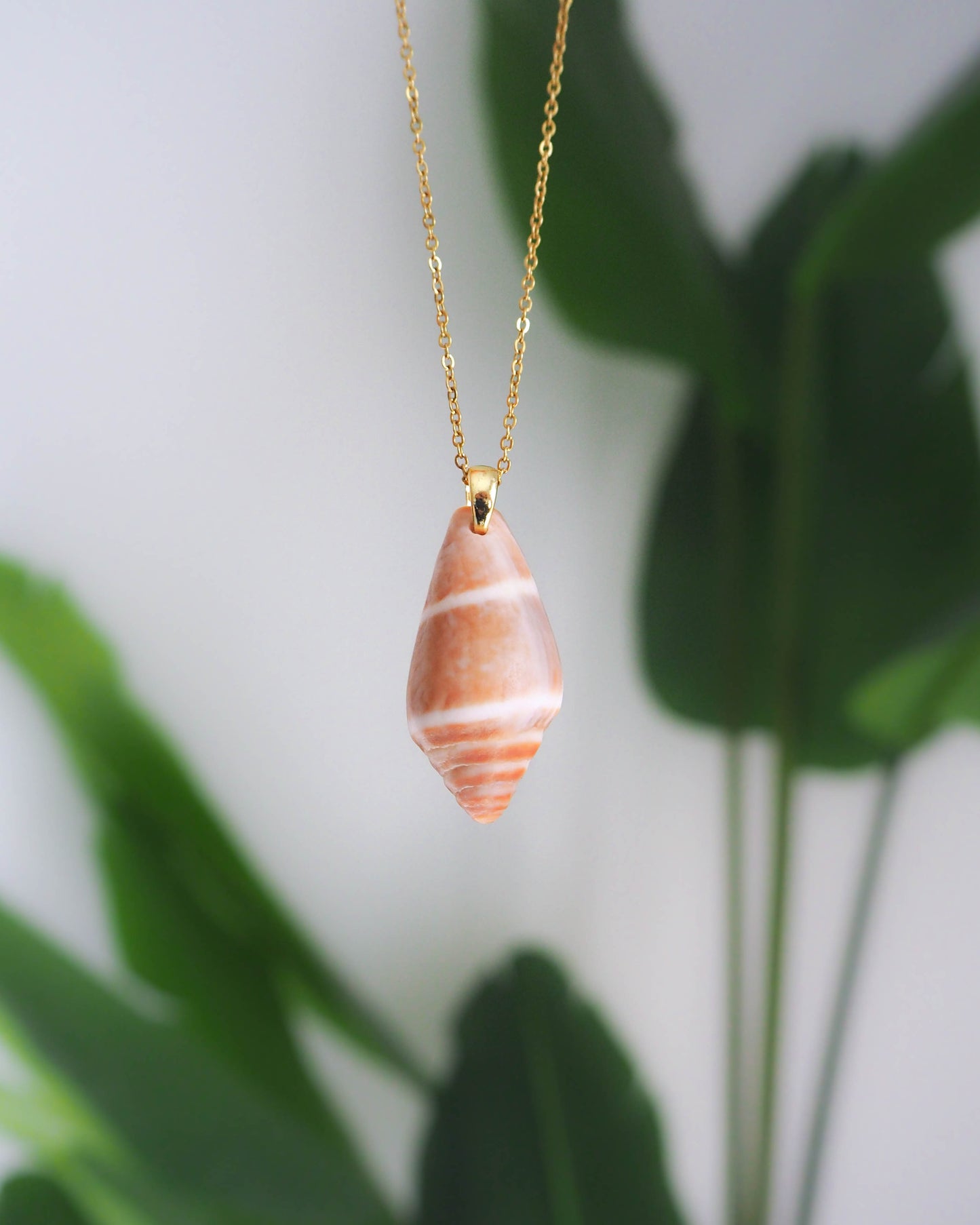 Cone Shell Gold Necklace Stainless Steel, Ocean Inspired Jewelry, Coastal Style