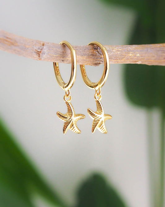Gold Sea Star Starfish Earrings - Coastal Chic Jewelry, SeabyLou