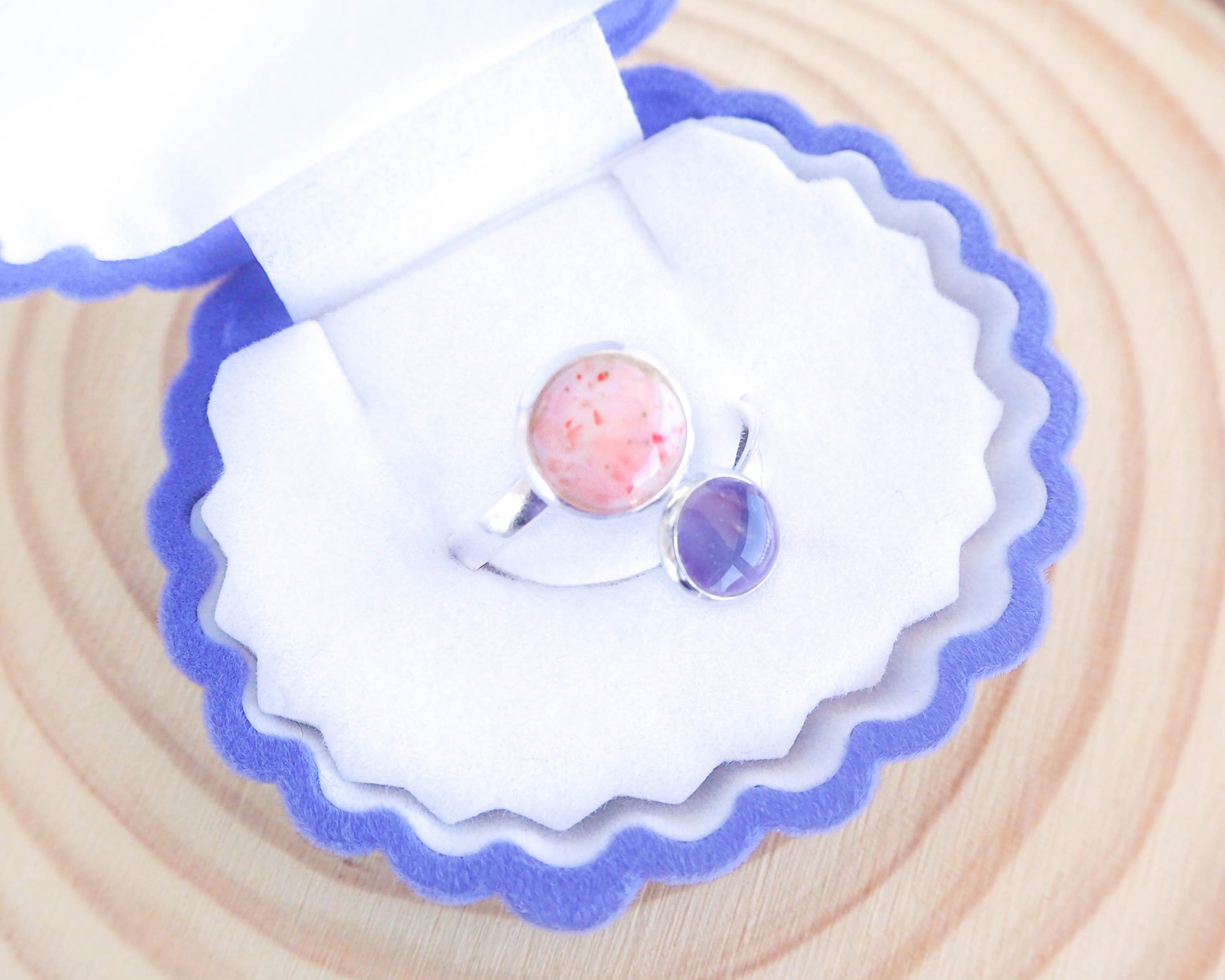 Purple Pink Shell Ring, Silver Seashell Ring, Real Shell Ring, Sea by Lou Jewelry, shell from Portugal, beach girl gift from Portugal, seabylou, Coastal Jewellery