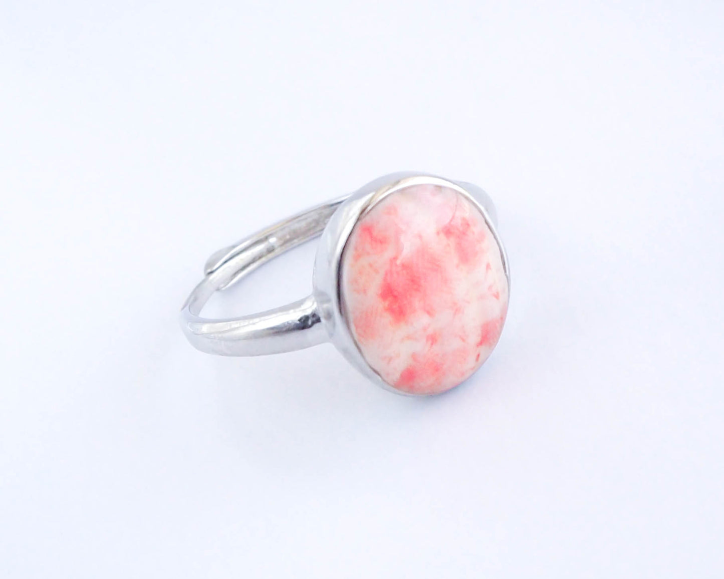 Details of Pink Venus Shell Ring, adjustable 925 Silver Ring, Real Seashell ring, Shell from Portugal, Coastal Gift
