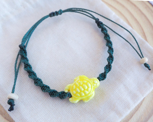 Ceramic Turtle Bracelet ~ Dark Green Yellow