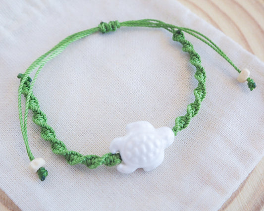 Ceramic Turtle Bracelet ~ Green White