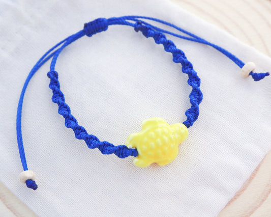 Ceramic Turtle Bracelet ~ Blue Yellow