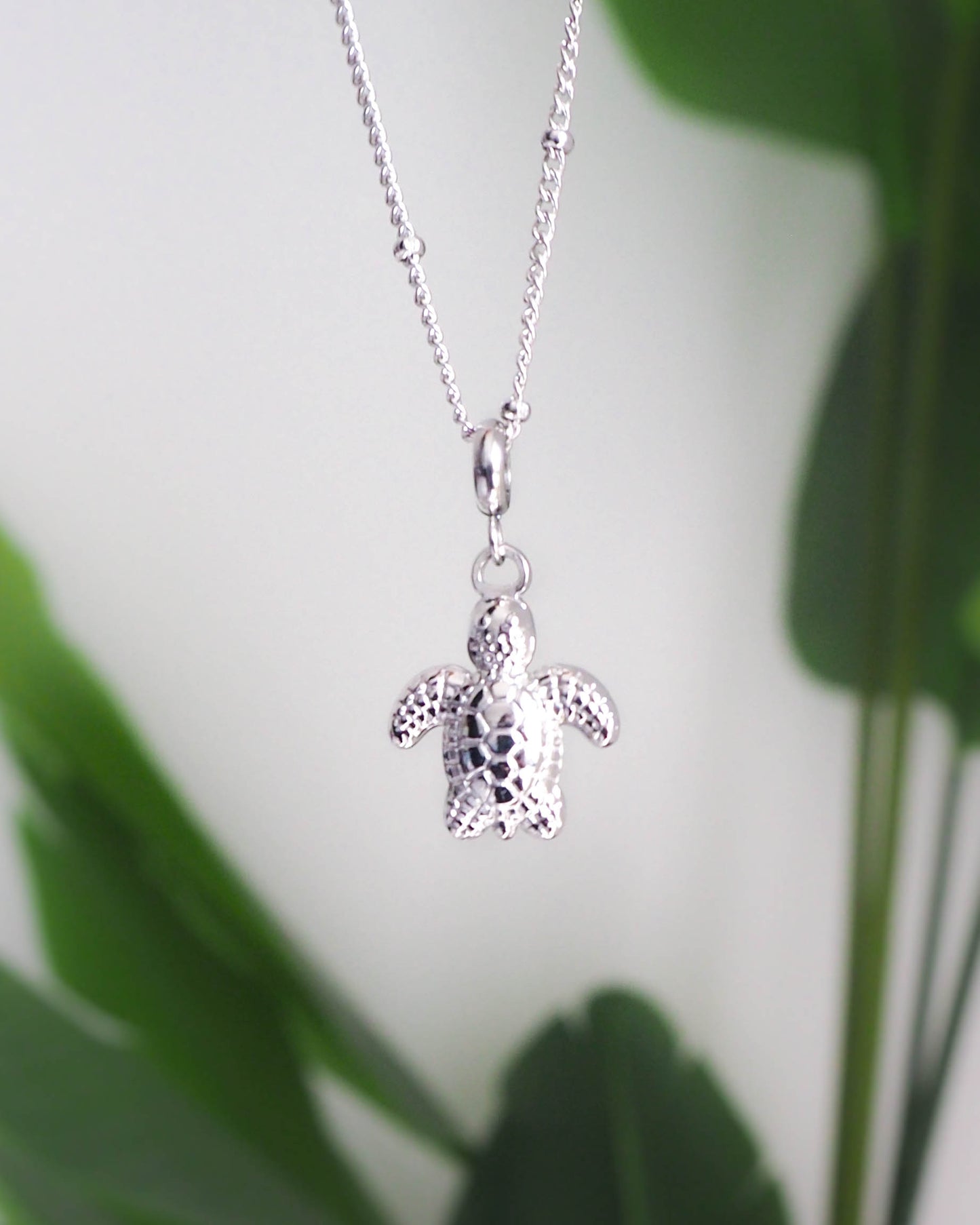 Silver Turtle Necklace made with Stainless Steel hypo allergen