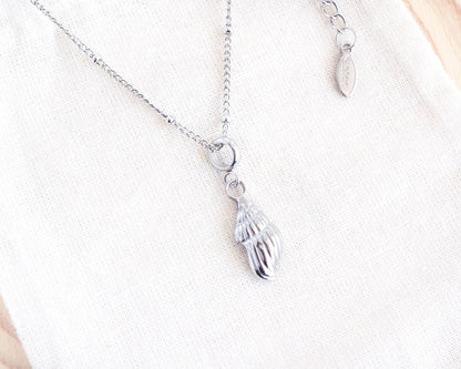 Necklace with Conch Shell Pendant Silver Stainless Steel, Sea by Lou, Shell Necklace, Coastal Jewelry