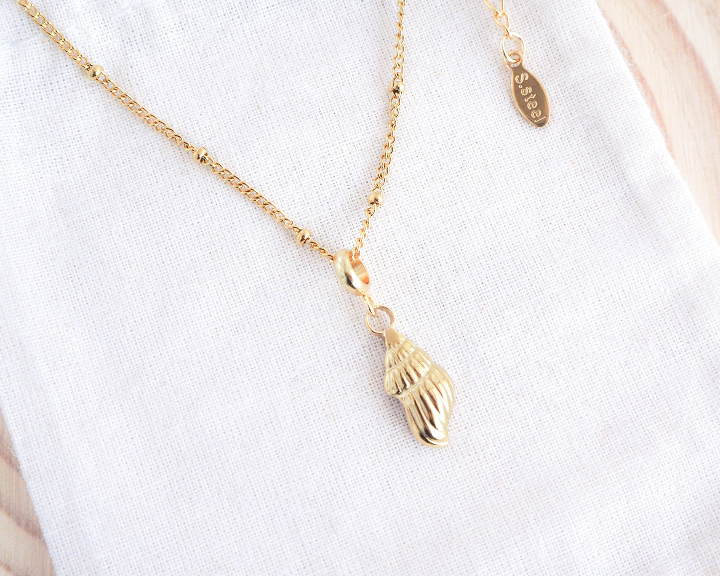 Gold Conch Shell Pendant Necklace Coastal Jewelry Inspired by the Sea, SeabyLou