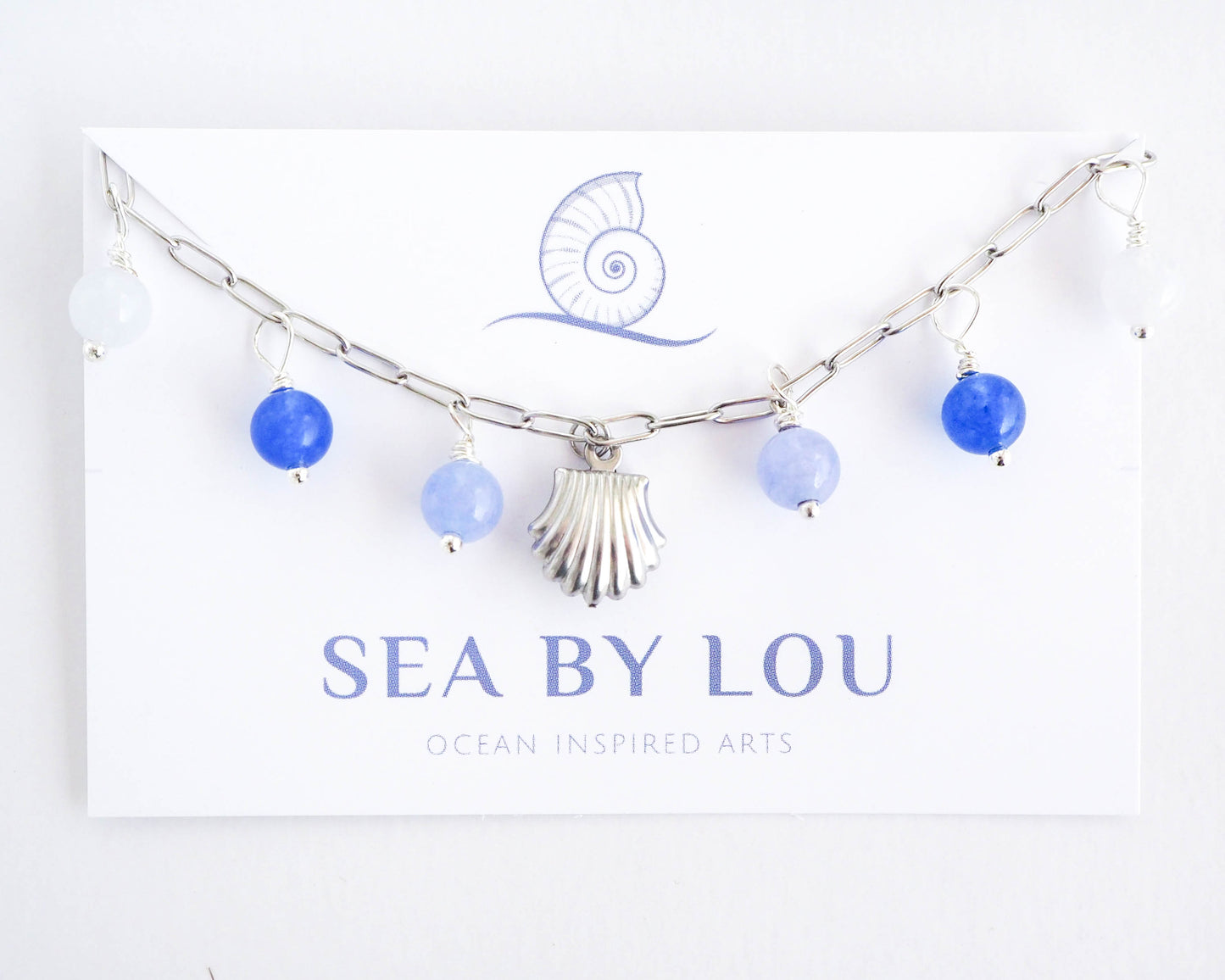 Shell Charm Ankle Bracelet, Silver Stainless Steel Bracelet, Coastal Summer Jewelry, Beach Girl Gift, Silver Seashell Anklet, Seabylou
