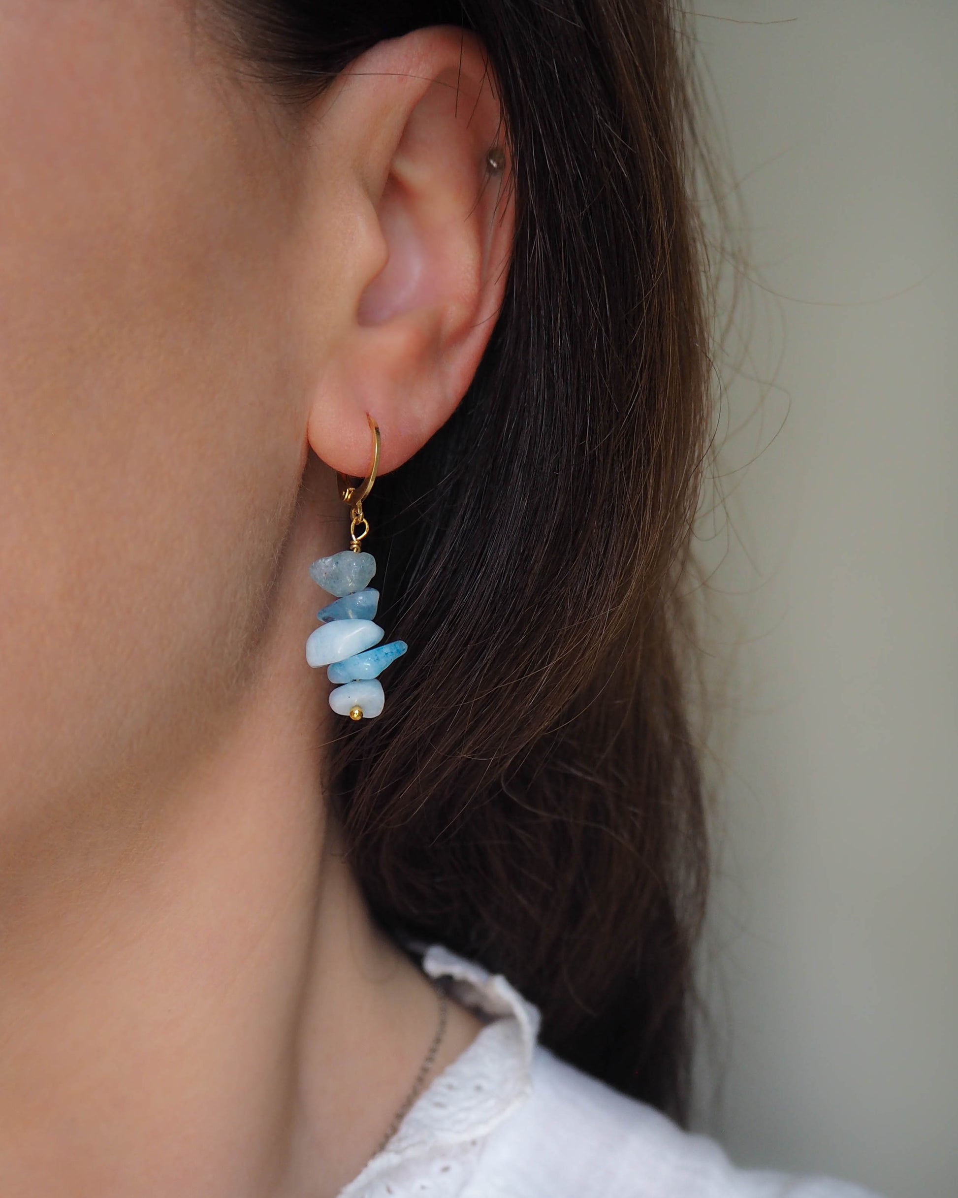 Aquamarine Silver Earrings with Stainless Steel Hooks, Ocean Inspired jewelry, SeabyLou, Gemstone Earrings