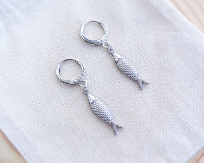 SARDINE FISH EARRINGS ~ Silver