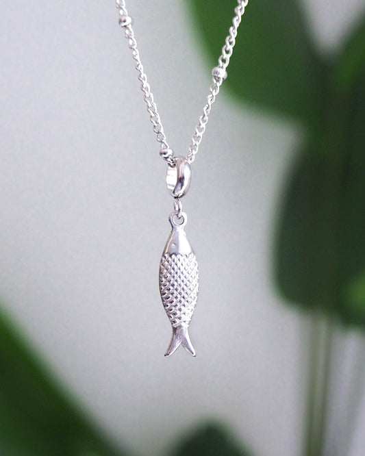 Silver Sardine Necklace from Portugal Algarve - Ocean-Inspired Jewelry, Sea by Lou, Seabylou