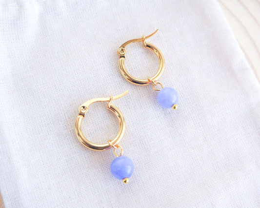 OCEAN INSPIRED EARRINGS - Gold Angelite Gemstones