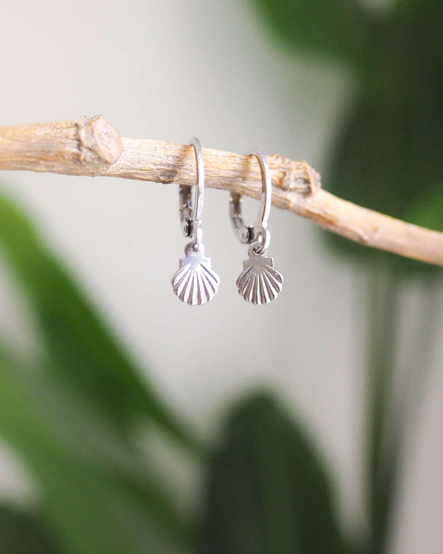 TINY SHELL EARRINGS - Silver