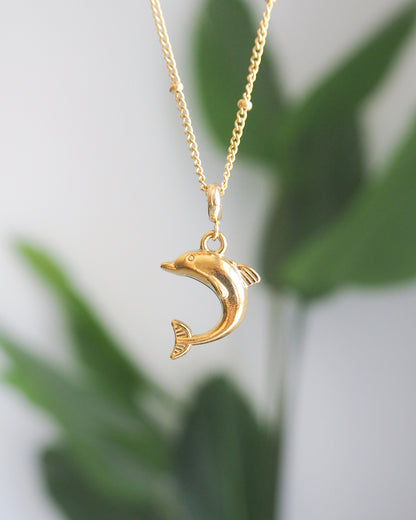 Gold Dolphin Waterproof Necklace