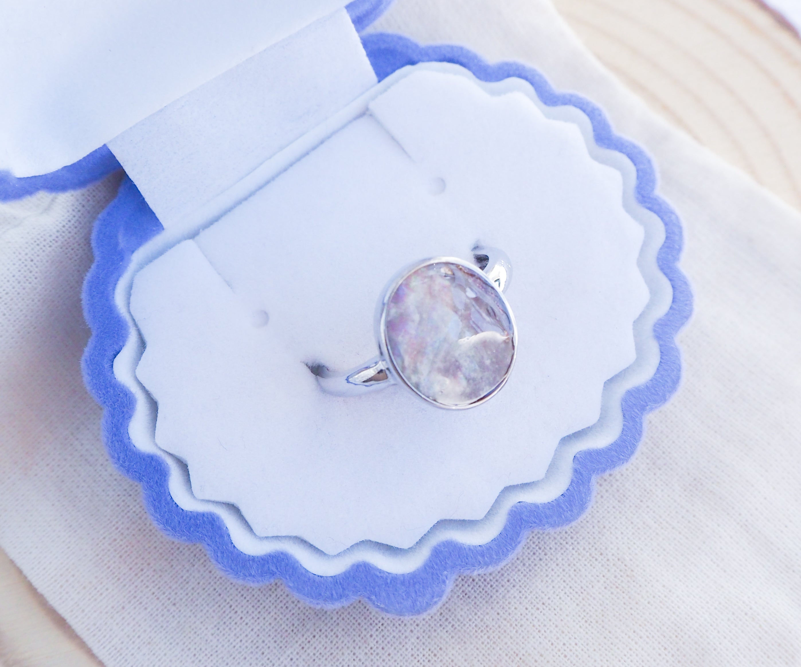 Stunning 925 Sterling Silver Abalone Ring retailer