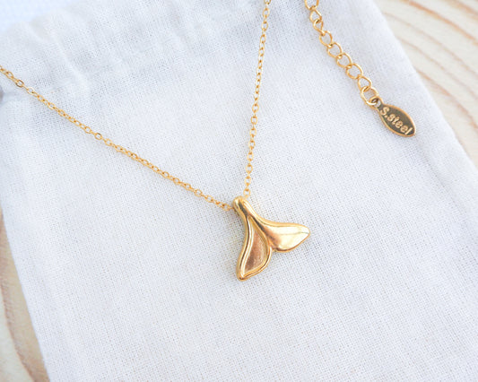 Gold Whale Tail Necklace 18k gold plated 