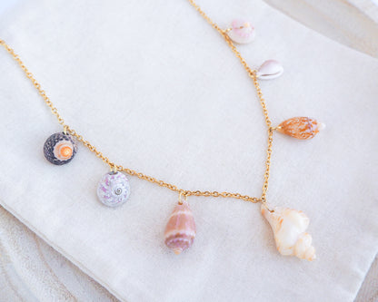 GOLD TINY SHELL CHARM NECKLACE ~ Mix III