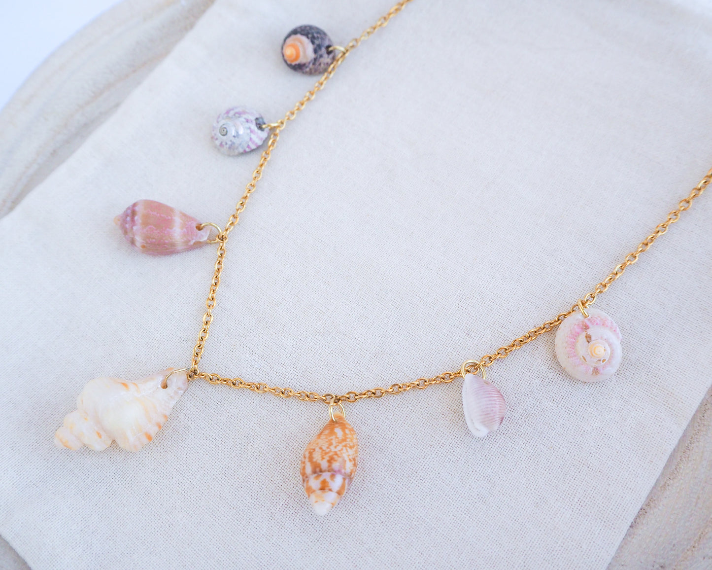 GOLD TINY SHELL CHARM NECKLACE ~ Mix III