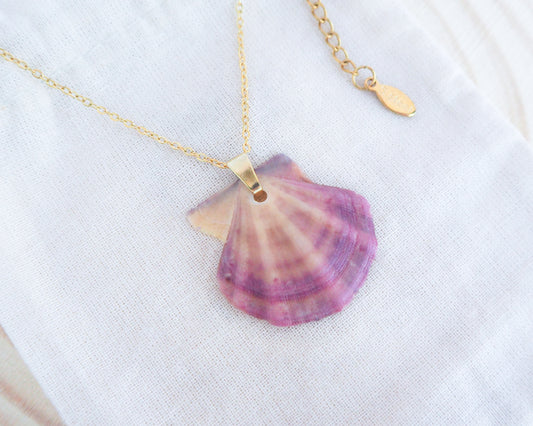 SEASHELL NECKLACE ~ Gold Grape Scallop Shell