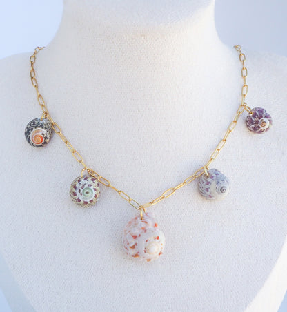 GOLD SHELL CHARM NECKLACE ~ Top Shell Mix III