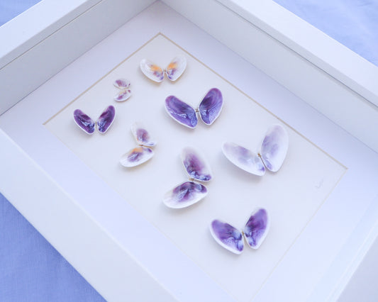 Seashell Butterfly Coastal Wall Art, Nursery room wall decor side view