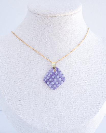 Purple Sea Urchin Necklace, Sea Urchin Jewelry, Lilac Purple Sea Urchin  Gold Necklace on neck