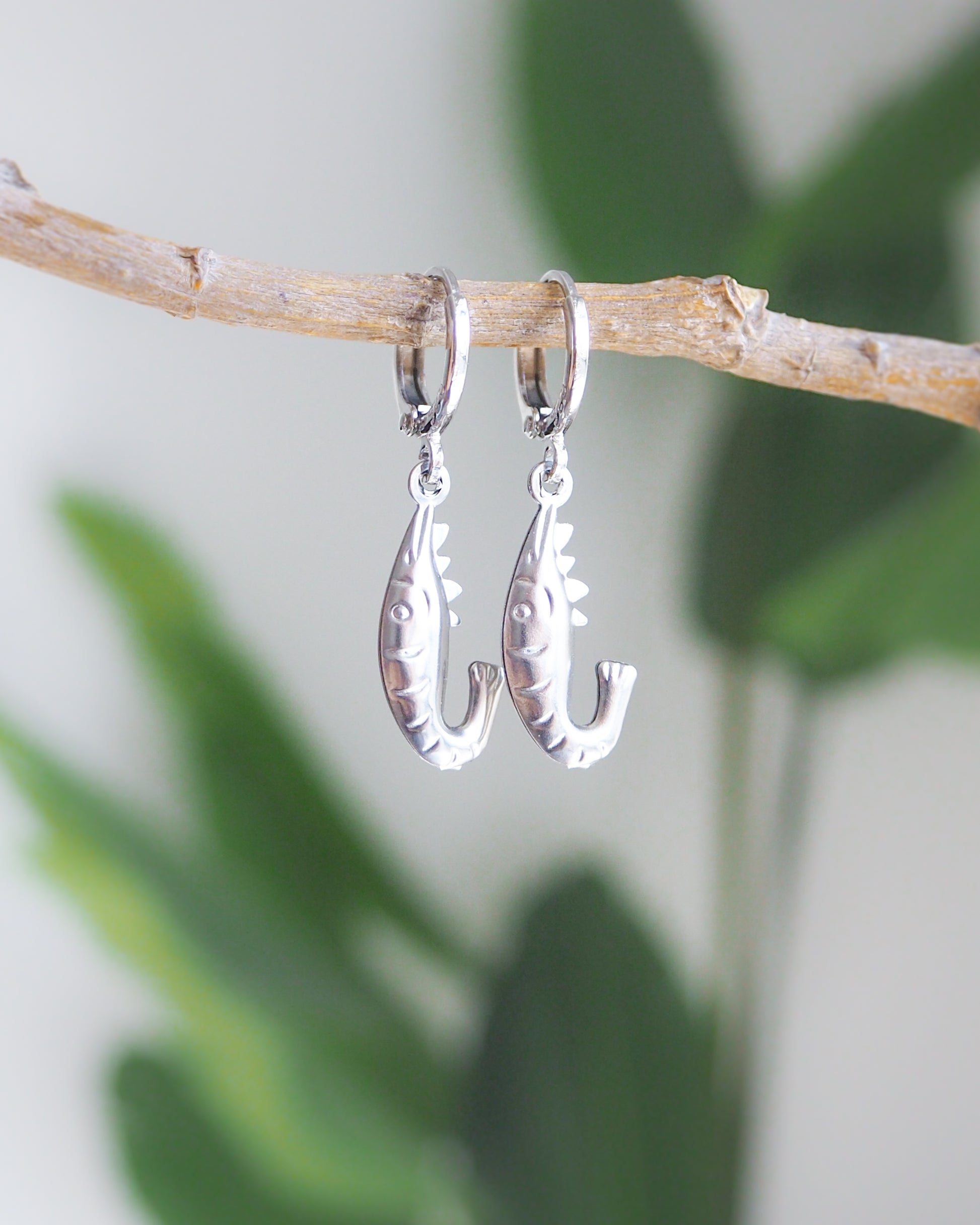 Silver Shrimp Earrings 925 sterling silver