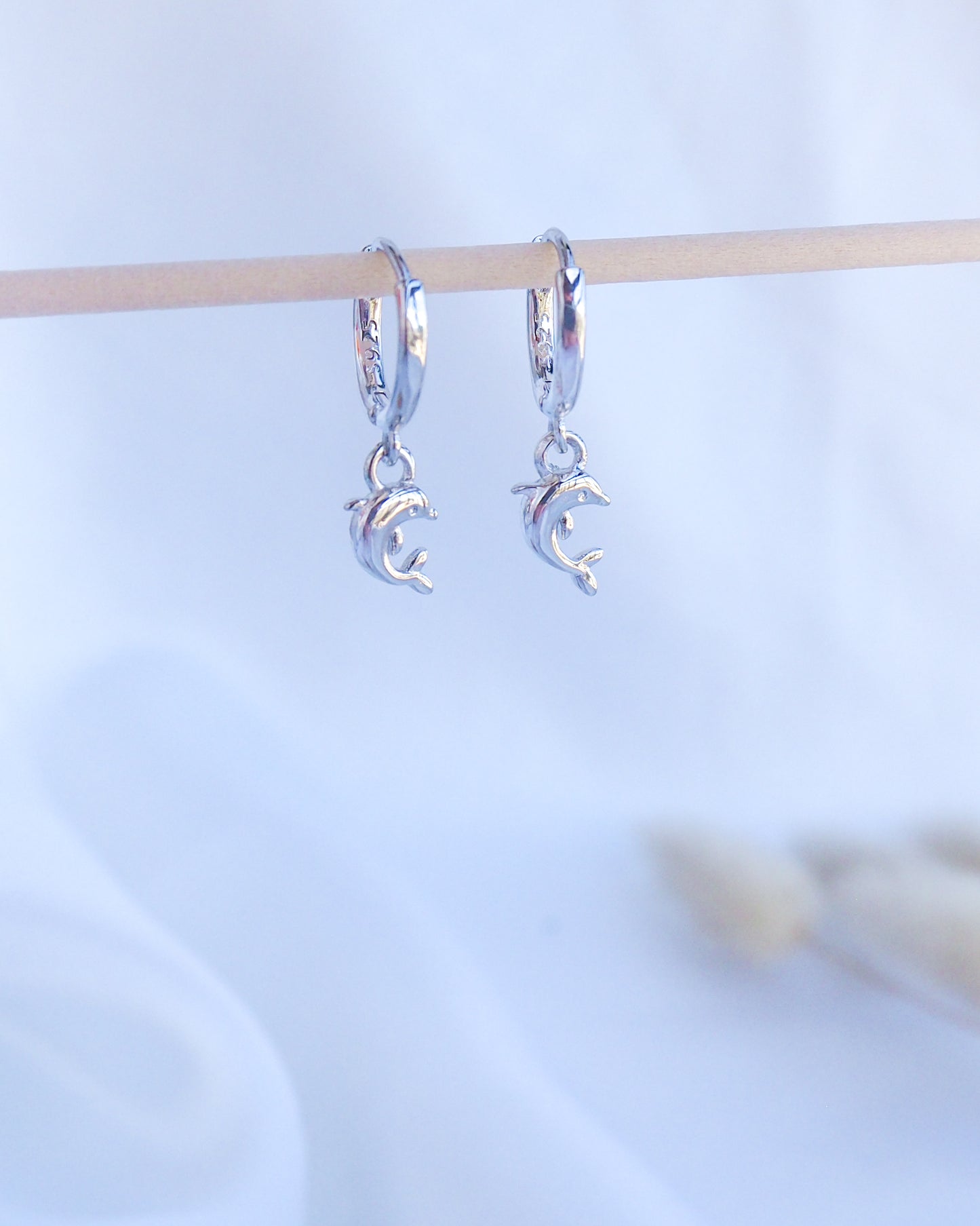 Silver Dolphin Earring Hoops