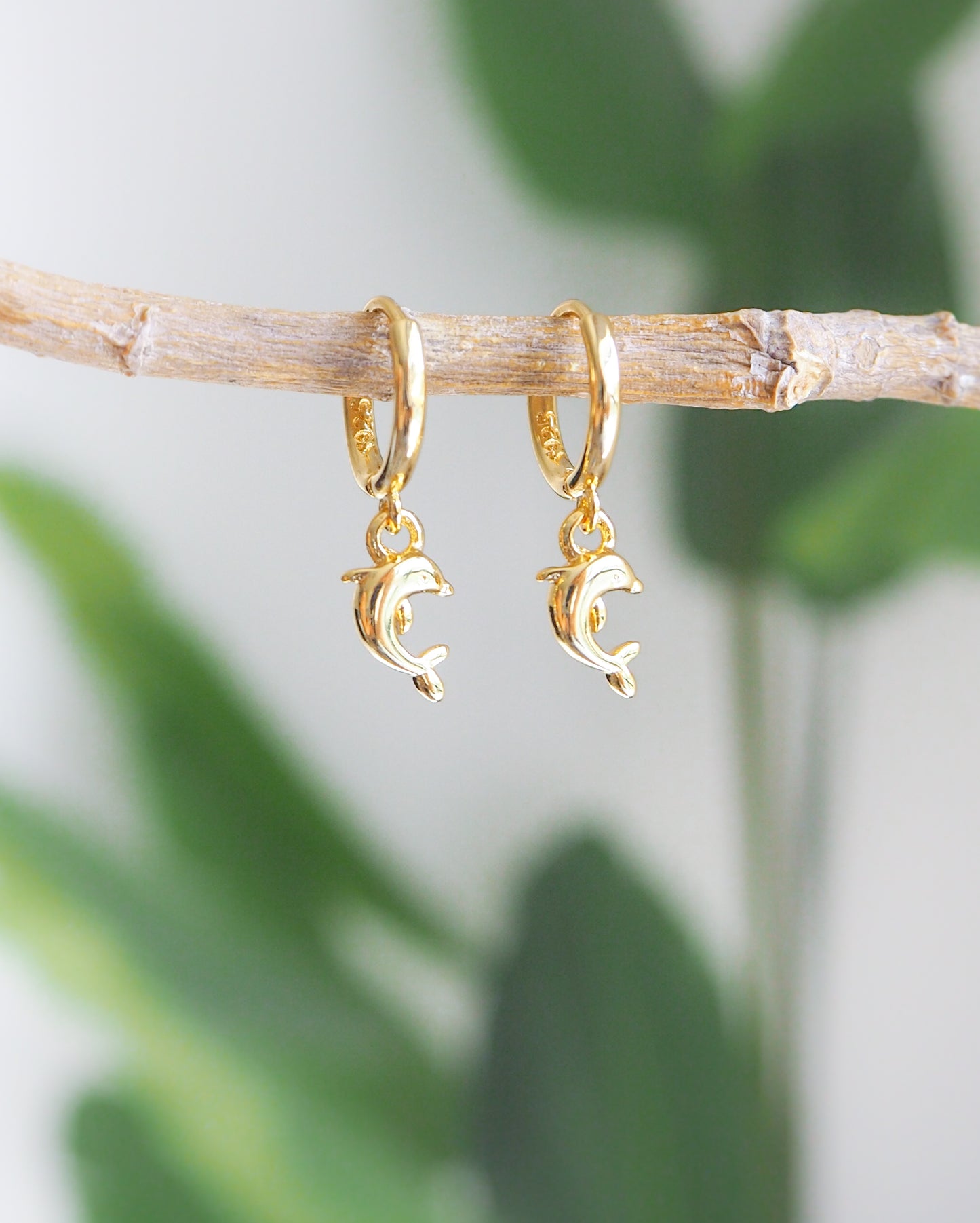 TINY DOLPHIN EARRINGS - 14k Gold Vermeil or 925 Silver