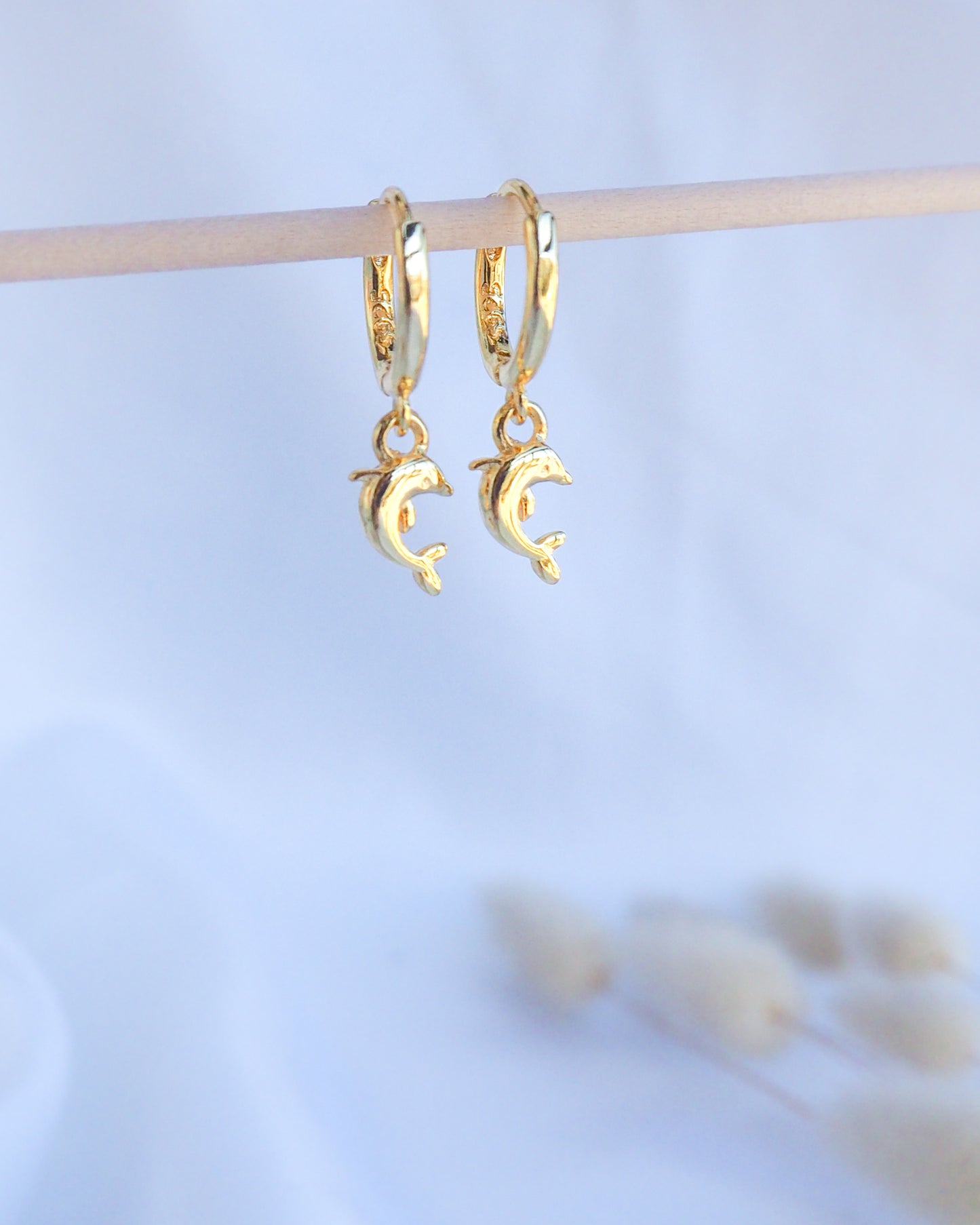 Gold Dolphin Earrings 